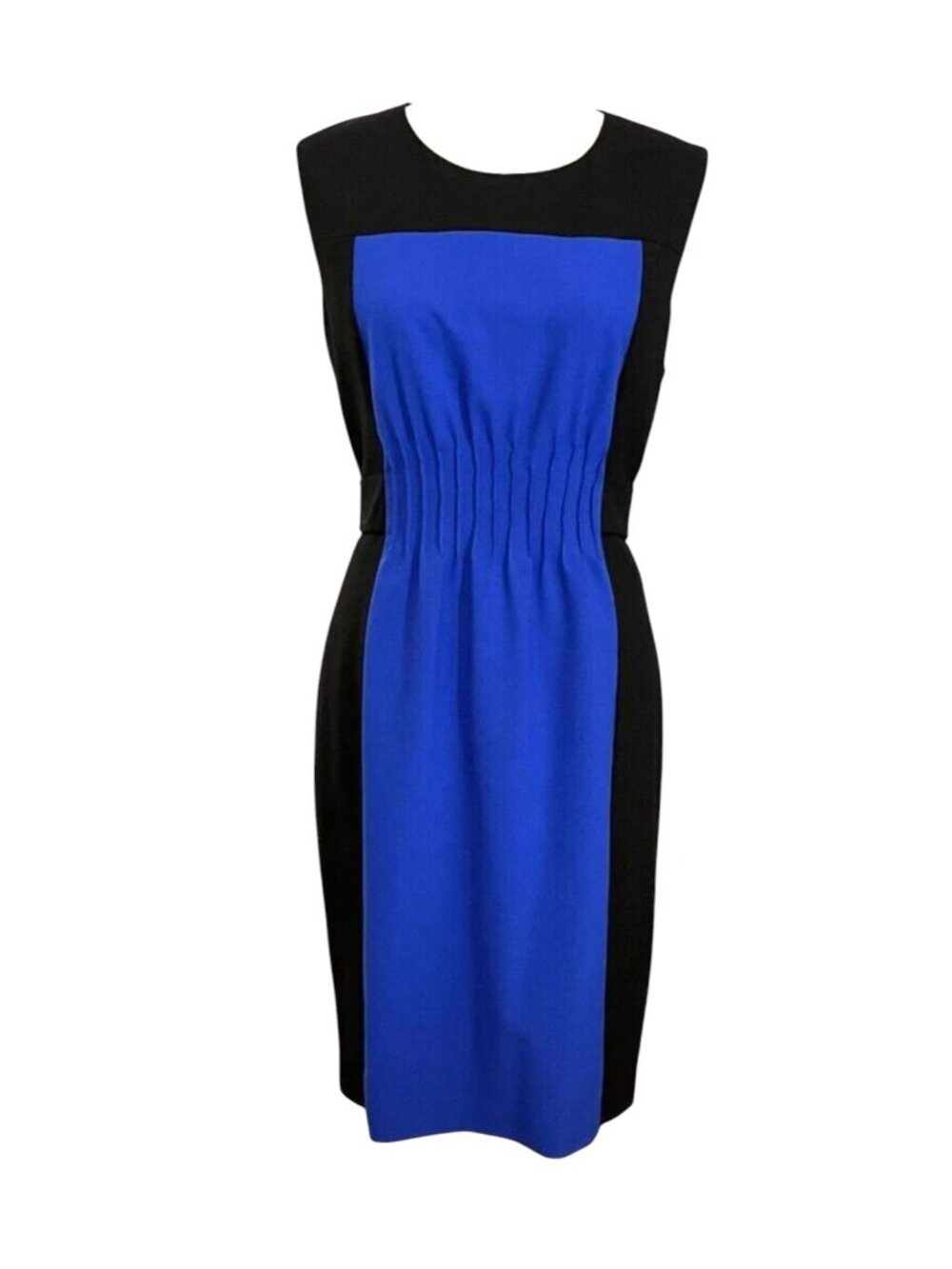 Calvin Klein Women's Sheath Dress Size 12 Black Blue Colorblock Sleeveless Midi